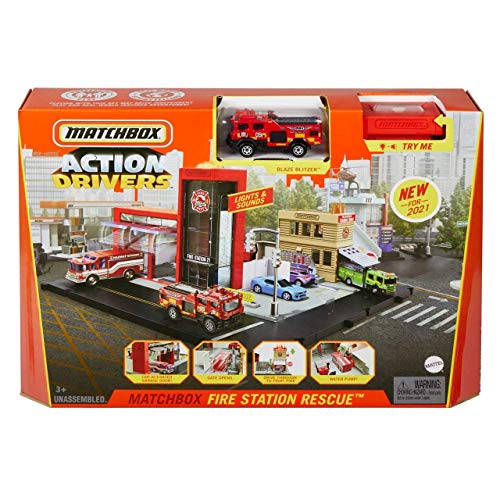 Matchbox Action Drivers Fire Station Rescue Playset, Multicolor (Mattel HBD76)