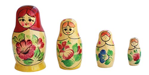 Matryoshka De Madera De 4 Piezas Juego De 4 Muñecas Matryoshka Coloridas Originales De La Antigua URSS (CCCP) - Idea De Regalo