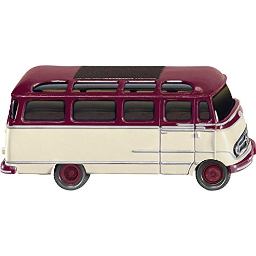 MB O 319 Panorama-autobús, marfil claro/rojo vino - Modelo de Auto, modello completo - Wiking 1:87