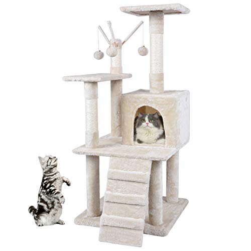 MC Star Rascadores Árbol Escalador Arañar para Gatos Altura 120cm Estable Centro de Actividad para Gatitos de Sisal Natural con Correa Anti-vuelco, Plataforma Engrosada, Nidos y Bolas de Juego, Beige MC Star Rascadores Árbol Escalador Arañar para Gatos Altura 120cm Estable Centro de Actividad para Gatitos de Sisal Natural con Correa Anti-vuelco, Plataforma Engrosada, Nidos y Bolas de Juego, Beige