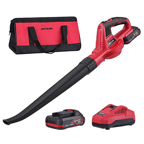 Meterk Soplador de Hojas, 20V 2.0Ah Soplador de Hojas Eléctrico para Limpiar Polvo, Hojas y Nieve, Limpieza de Patio/Terraza/Jardín, Desempolvado de Garaje Meterk Soplador de Hojas, 20V 2.0Ah Soplador de Hojas Eléctrico para Limpiar Polvo, Hojas y Nieve, Limpieza de Patio/Terraza/Jardín, Desempolvado de Garaje
