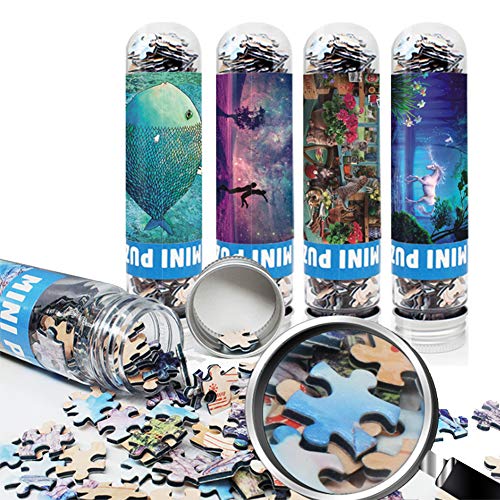 Mini Test Tube Puzzle, Portable Pocket Puzzle, 4 Pack (150 Pieces), Fun Puzzle Game, Develop Children's Intelligence