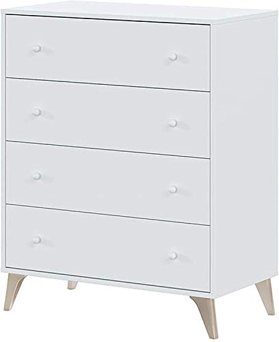 Mobelcenter – Cómoda 4 Cajones Sweet – Cómoda Dormitorio Matrimonio Acabado Color Blanco Artik – Cómoda Estilo Escandinavo – Medidas: Ancho: 77 cm x Fondo: 40 cm x Alto: 95 cm - (1106)