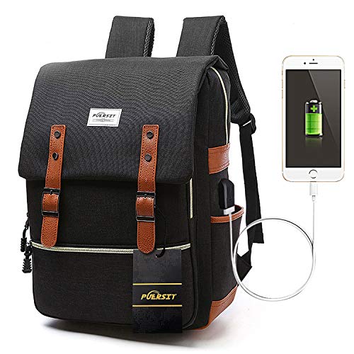 Mochila Vintage Mochila para Portátil,Mochila para Portátil De 15 Pulgadas by Puersit (Negro) Mochila Vintage Mochila para Portátil,Mochila para Portátil De 15 Pulgadas by Puersit (Negro)