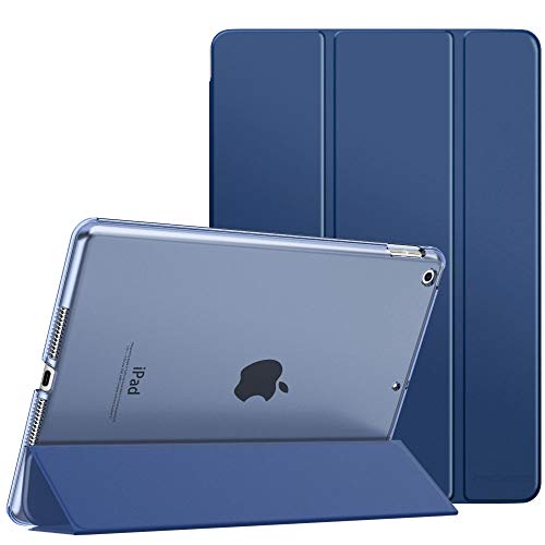MoKo Funda para Nuevo iPad 8ª Gen 2020 / 7ª Generación 2019, iPad 10.2 Case, Ultra Delgado Función de Soporte Protectora Plegable Cubierta Inteligente Trasera Transparente - Azul Marino
