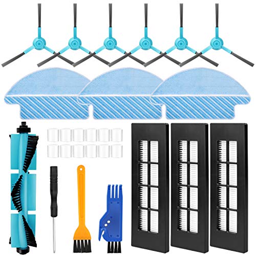 morpilot Kit de Accesorios para Conga 3090 Aspiradora, Recambios con 6 Cepillos Laterales, 3 Mopas, 3 Filtros HEPA, 12 Filtros de Tanque de Agua, 1 Rodillo Central y Herramientas Multiusos