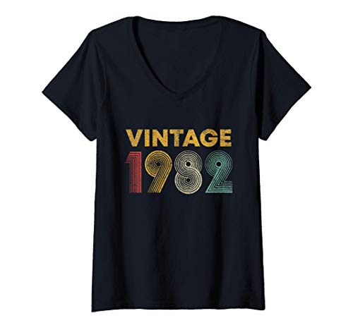 Mujer Regalo de 39 Cumpleaños Vintage 1982 39 Años Camiseta Cuello V