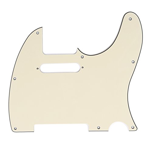 Musiclily 8 Agujeros Tele Pickguard Golpeador para Fender American/México Standard Telecaster Estilo Moderno, 3 capas Crema