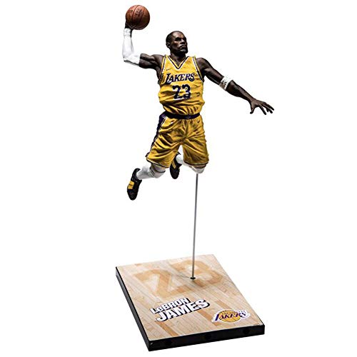 NBA L.A. Lakers Number 23 Lebron James Action Figure con Canasta De Baloncesto, Estatuas De Juguete PVC De Protección del Medio Ambiente, Adecuado para Colección Amateur.