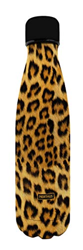 NERTHUS Botella Termo Doble Pared para frios y Calientes Diseño Leopardo de Acero Inoxidable 500 ml Libre de BPA, 18/8 NERTHUS Botella Termo Doble Pared para frios y Calientes Diseño Leopardo de Acero Inoxidable 500 ml Libre de BPA, 18/8