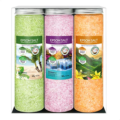 Nortembio Sales de Epsom Pack 3 x 430 g. Fragancias de Vainilla, Rosas, Limón. Hidratadas con Vitamina C y E. Sales de Baño, Aromaterapia, Terapias de Flotación. E-Book Incluido. Nortembio Sales de Epsom Pack 3 x 430 g. Fragancias de Vainilla, Rosas, Limón. Hidratadas con Vitamina C y E. Sales de Baño, Aromaterapia, Terapias de Flotación. E-Book Incluido.