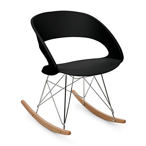 Oneconcept Travolta - Silla Mecedora, Cómodo Asiento de Carcasa, Retro, Estilo años 70 Comedor, Sala, Reposabrazos, Madera de Abedul, Elegante, Peso: Aprox. 5,3kg, Negro Oneconcept Travolta - Silla Mecedora, Cómodo Asiento de Carcasa, Retro, Estilo años 70 Comedor, Sala, Reposabrazos, Madera de Abedul, Elegante, Peso: Aprox. 5,3kg, Negro