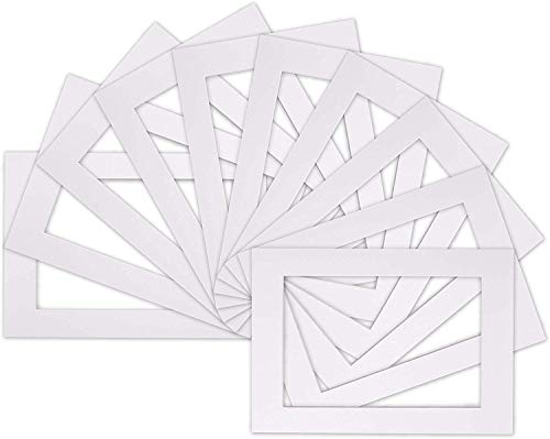 Paspartús a medida con diseño cortados a través de sistemas de computadora de alta gama. Paspartús para imágenes/para marcos - Paquete de 10 - Tamaño de marco 8"x6" Tamaño del paspartú 6"x4" - Blanca