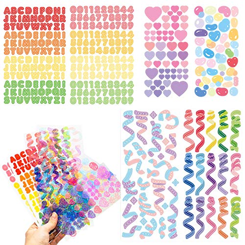 Pegatinas Scrapbooking, Brillantes Pegatinas de Álbum de Recortes, Cinta, Alfabeto, Número, Corazón, Burbuja, Pegatinas Fotos para Cuadernos, Postales, Tarjetas Felicitación, Álbumes Fotos, 6 Pezzi Pegatinas Scrapbooking, Brillantes Pegatinas de Álbum de Recortes, Cinta, Alfabeto, Número, Corazón, Burbuja, Pegatinas Fotos para Cuadernos, Postales, Tarjetas Felicitación, Álbumes Fotos, 6 Pezzi