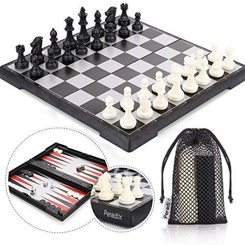 Peradix Tablero Ajedrez Magnetico, 3 EN 1 Ajedrez y Damas Backgammon en Estuche con Portátil de Tablero Plegable para niños y Adultos Juego de Ajedrez 32.6*32.6cm Peradix Tablero Ajedrez Magnetico, 3 EN 1 Ajedrez y Damas Backgammon en Estuche con Portátil de Tablero Plegable para niños y Adultos Juego de Ajedrez 32.6*32.6cm