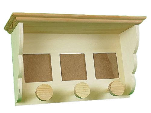 Perchero madera. Con tres marcos. En madera natural, para decorar. Medidas (ancho/fondo/alto): 44 * 15 * 25 cms. Con tres marcos (medida interior : 10 * 10 cms). Perchero madera. Con tres marcos. En madera natural, para decorar. Medidas (ancho/fondo/alto): 44 * 15 * 25 cms. Con tres marcos (medida interior : 10 * 10 cms).