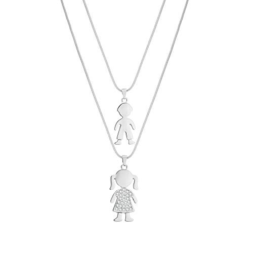 PJ Colgante de Plata para niño y niña, para Mujer, Collar de Gargantilla de Cadena hipoalergénica Brillante Diamante Regalo de Mejor Amigo