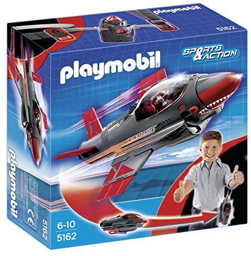 PLAYMOBIL - Click & Go Shark Jet, Juguete Educativo, Gris, Rojo, 20,1 x 7,6 x 20,1 cm, (5162)