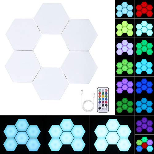 PopHMN Paneles De Luz Led Inteligentes Iluminación De Humor Con Cambio De Color, Detección Táctil, Fácil De Instalar Control Remoto Con Cambio De Color Luces De Panal 6 Piezas PopHMN Paneles De Luz Led Inteligentes Iluminación De Humor Con Cambio De Color, Detección Táctil, Fácil De Instalar Control Remoto Con Cambio De Color Luces De Panal 6 Piezas