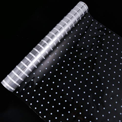 Popuppe Rollo de celofán transparente con lunares blancos, 30 m x 40 cm, para envolver ramos de regalo, para casa, fiestas, manualidades, frutas y alimentos Popuppe Rollo de celofán transparente con lunares blancos, 30 m x 40 cm, para envolver ramos de regalo, para casa, fiestas, manualidades, frutas y alimentos