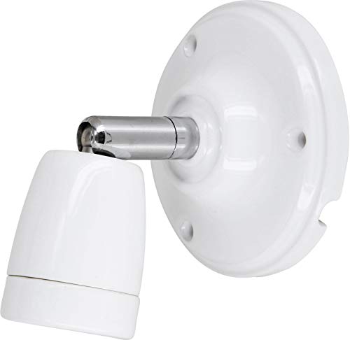 Premium 3 en 1 Lámpara de techo E27 230 V de porcelana cerámica – con articulación de metal – como lámpara de mesa – lámpara de pared – alta frecuencia – máx. 1000 W – esmalte blanco