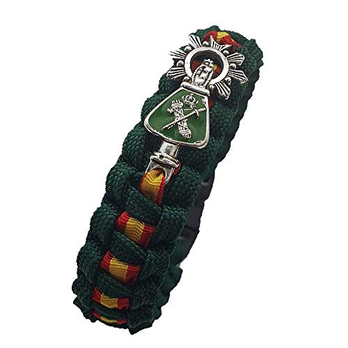 Pulsera Paracord Virgen del Pilar. Verde Guardia Civil. Medida: 21,5 x 1,5 Aprox.