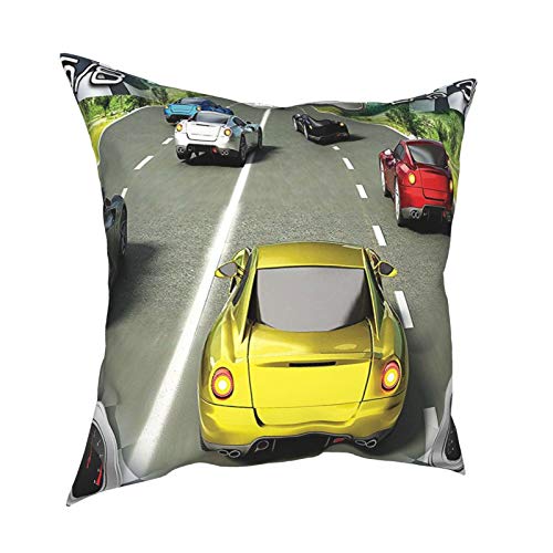 Q&SZ Sweatshirt Cars Decor Car Racing Video Game Inspired Illustration Need For Speed Road Competition Motor Sports Theme Multi Various Specifications Fashion Pillow - No Inserts Included