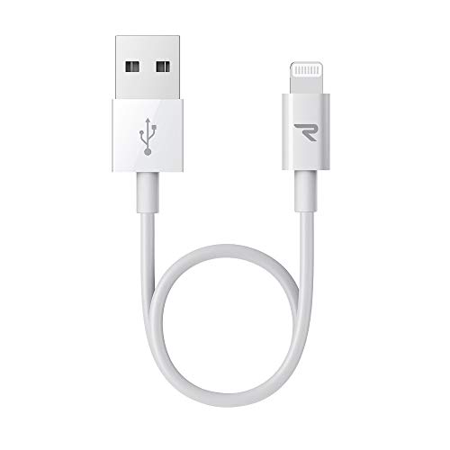 RAMPOW Cable Lightning Cargador Lightning-[Apple MFi Certificado]-Garantía de por Vida-Compatible para Apple X 8 Plus 7 Plus 6S 6 Plus 5 5S 5C SE iPad-20cm Blanco