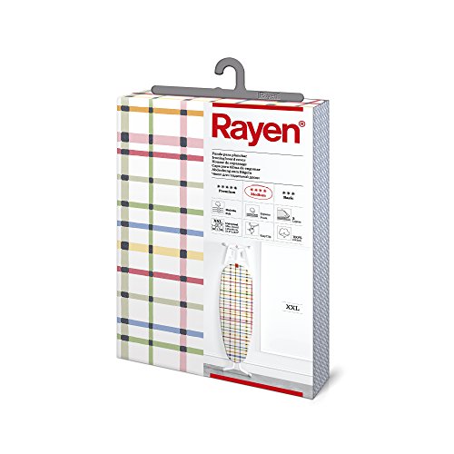 Rayen - Funda para tabla de planchar Universal XXL, alcolchada, fácil de colocar con sistema EasyClip. 3 capas: Espuma, Muletón y tejido 100% de algodón, 150x55 cm, gama Medium