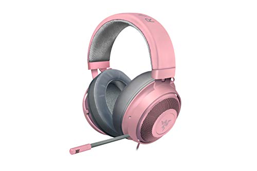 Razer Kraken Auriculares Gaming con cable para juegos multiplataforma para PC, PS4, Xbox One & Switch, Diafragma 50 mm, Cable de 3.5mm con controles de línea ,Rosa (Quartz / Rosa)