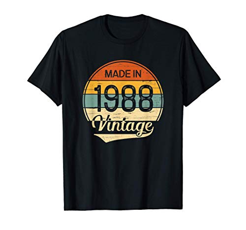 Regalo Hombre Mujer Cumpleaños 33 Años Vintage Made in 1988 Camiseta