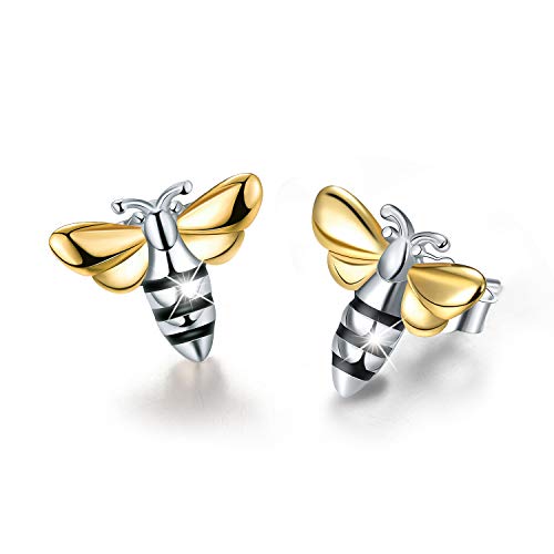 ♥ Regalo para ti♥ Springlight Pendientes de tuerca de plata de ley 925 encantadores pendientes de tuerca de abeja de miel, hechos a mano, joyería única para mujeres y niñas. ♥ Regalo para ti♥ Springlight Pendientes de tuerca de plata de ley 925 encantadores pendientes de tuerca de abeja de miel, hechos a mano, joyería única para mujeres y niñas.