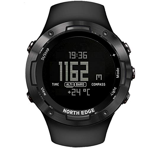 Reloj militar japonés automático de estilo moderno deportivo, goma negra, 50 m, resistente al agua, termómetro LED, luz digital North EDG