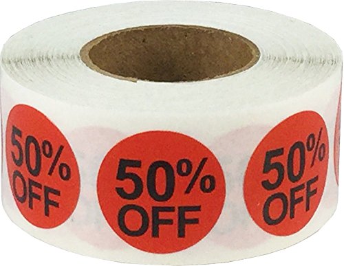 Rojas 50% de Descuento en la Venta de Pegatinas, 19 mm 3/4 Pulgadas Etiquetas de Venta al por Menor 500 Paquete Rojas 50% de Descuento en la Venta de Pegatinas, 19 mm 3/4 Pulgadas Etiquetas de Venta al por Menor 500 Paquete