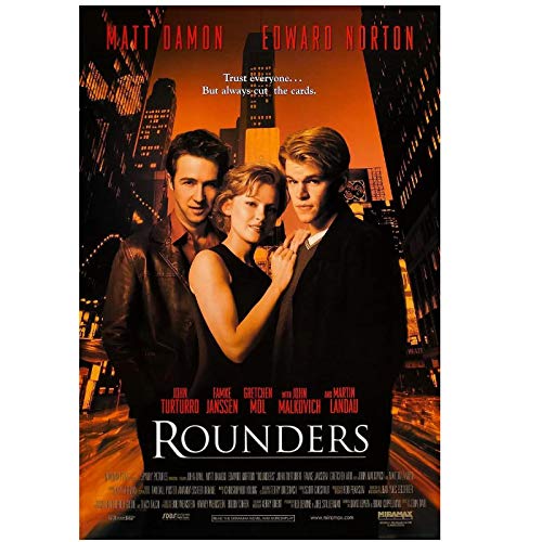 Rounders (1998)   Póster Artístico de cubierta de película Pintura en lienzo Decoración para el hogar Póster de alta definición Ilustraciones para sala de estar -20x30 pulgadas Sin marco (50x75cm）