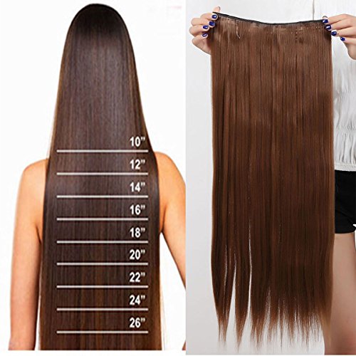 S-noilite® 26" (66 cm) extensiones de cabello Una pieza 3/4 cabeza completa recto ombre pedazo de cabello - marrón claro