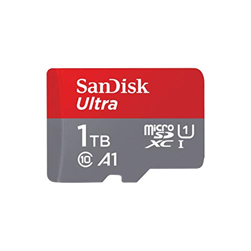 SanDisk SDSQUA4-1T00-GN6MA - Ultra Tarjeta de Memoria microSDXC con Adaptador SD, hasta 120 MB/s, Rendimiento de apps A1, Clase 10, U1, 1TB, Rojo/Gris