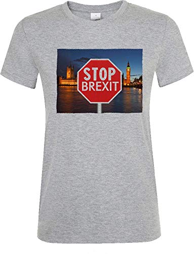 Sartamke Stop Brexit Sign Amazing Camiseta con Cuello Redondo de Mujer X-Large