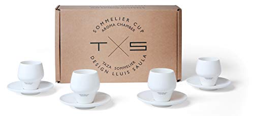 SAULA PREMIUM 4 Tazas Sommelier para café Espresso con cámara de Aroma, con 4 Platos a Juego, Medida Ideal para el Espresso, Porcelana Fina y conservación del Calor y de la Crema Optima.e SAULA PREMIUM 4 Tazas Sommelier para café Espresso con cámara de Aroma, con 4 Platos a Juego, Medida Ideal para el Espresso, Porcelana Fina y conservación del Calor y de la Crema Optima.e
