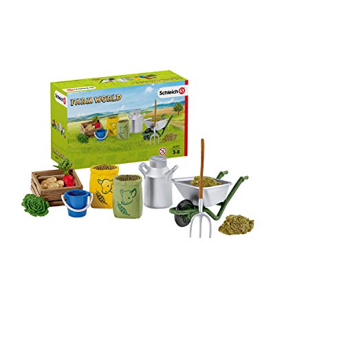 Schleich- Colección Farm World Set de Figuras de Alimentación de Animales de Granja, Multicolor (42301)