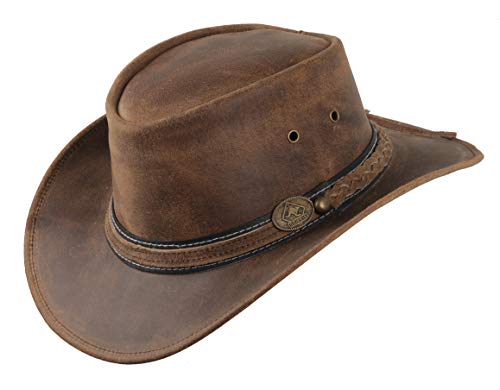 Scippis Irving Sombrero de Piel Sombrero del Oeste de Australia Sombrero de Vaquero Sombrero (Marrón, L)