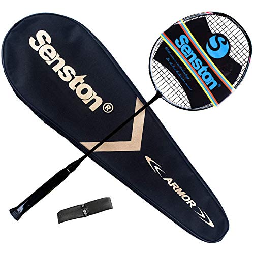 Senston N80 100% Grafito Raqueta de bádminton Unisex,Badminton Racket de Fibra,Incluyendo 1 Raquetas /1 bádminton Bolsa /1 Sobregrip