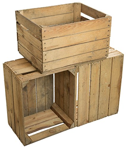 Set of 3 Vintage madera - Las fruta de - Caja para vino - color desgastado