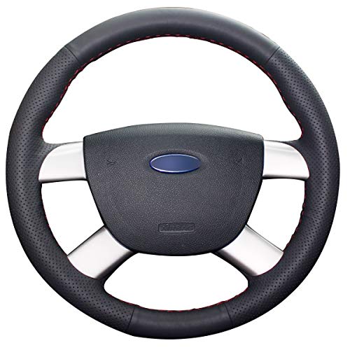 Shining wheat Funda para volante de coche de piel negra para Ford Kuga 2008-2011 Focus 2 2005-2011 Shining wheat Funda para volante de coche de piel negra para Ford Kuga 2008-2011 Focus 2 2005-2011