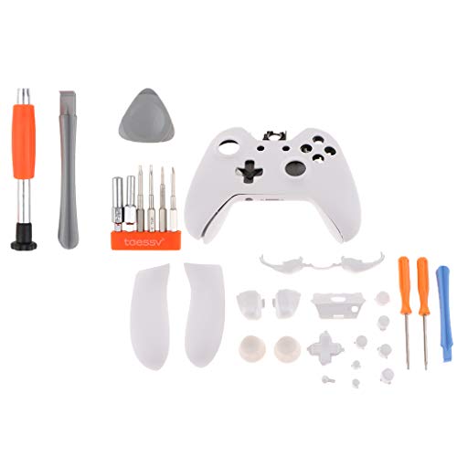 Shiwaki Kit de Carcasa de Carcasa Completa para Xbox One Elite Controller Button Set, con Herramientas de Destornillador T6 T8, Todo en , Blanco
