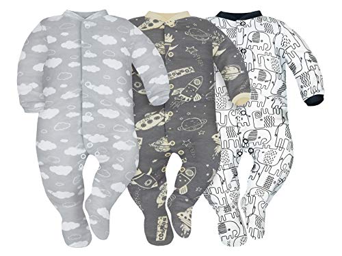 Sibinulo Niño Niña Pijama Bebé Pelele de ABS Pack de 3 Nubes, Cosmos y Elefantes Negros 86(12-18 Meses) Sibinulo Niño Niña Pijama Bebé Pelele de ABS Pack de 3 Nubes, Cosmos y Elefantes Negros 86(12-18 Meses)