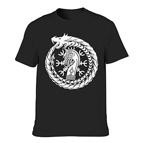 Slip – Camiseta para hombre Wikinger Vegvisir Drachen serpiente Vegvisir brújula navegación impresión Cool Activewear negro XL