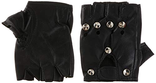 Smiffy's-22444 Guantes Punks, con Tachuelas, Color Negro, Tamaño único (22444)