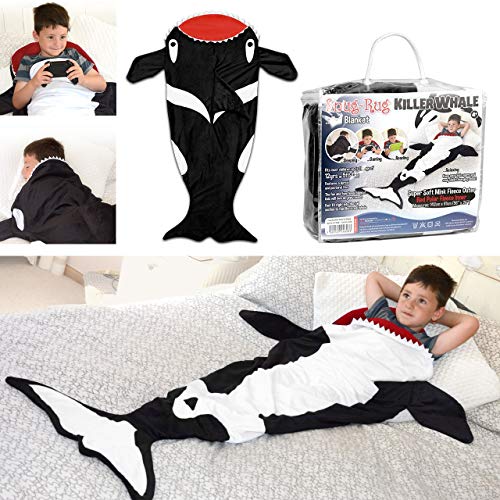 Snug Rug - Manta para niños con Forro Polar, diseño Cola de Orca, Color Negro y Blanco