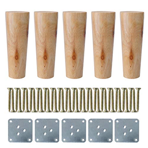 sourcing map Reemplazo Redondo De Pata Mesa, Mueble, Silla Y Armario De Madera Maciza 5 pcs Altura 12 cm / 5 pulgadas